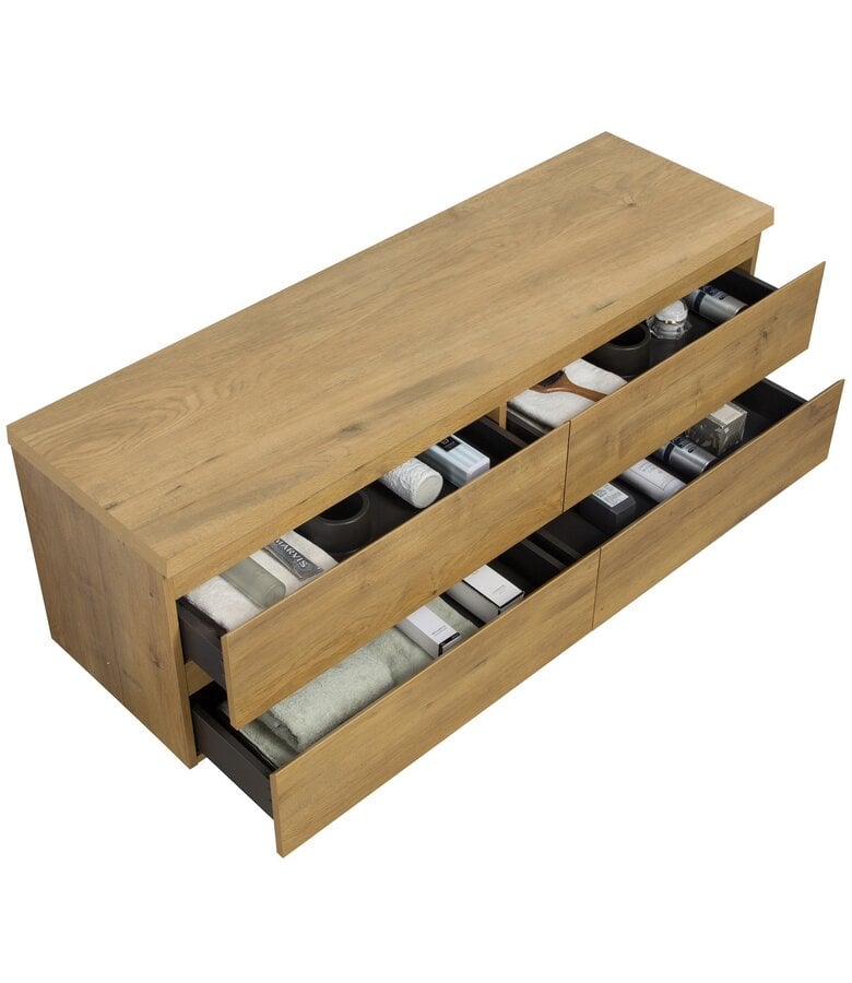 Badplaats Wastafelkast Angela 160 X 48 X 54 Cm - Eiken - Met Bovenblad