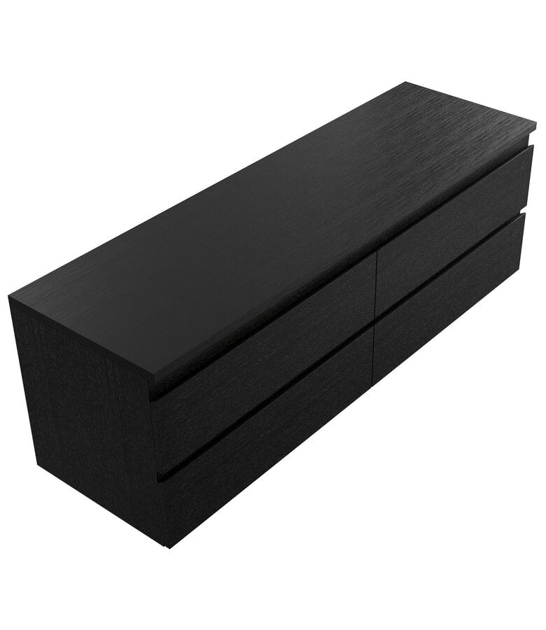 Badplaats Wastafelkast Angela 160 X 48 X 54 Cm - Zwart Houtnerf - Met Bovenblad