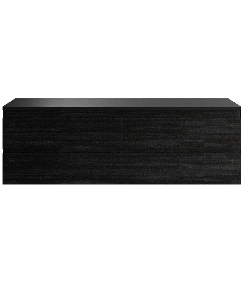 Badplaats Wastafelkast Angela 160 X 48 X 54 Cm - Zwart Houtnerf - Met Bovenblad