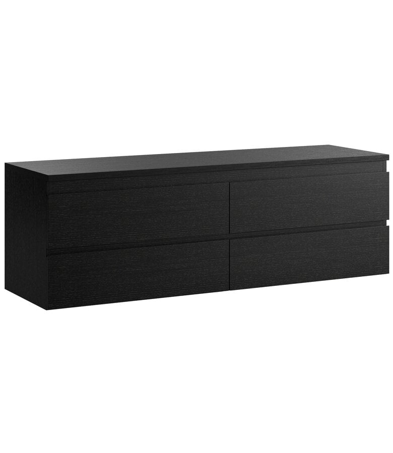 badplaats Wastafelkast Angela 160 x 48 x 54 cm - zwart houtnerf - met bovenblad