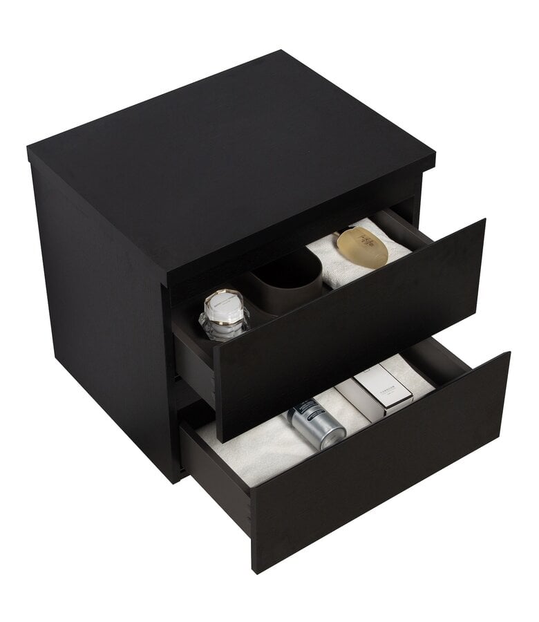 Badplaats Wastafelkast Angela 60 X 48 X 54 Cm - Zwart Houtnerf - Met Bovenblad