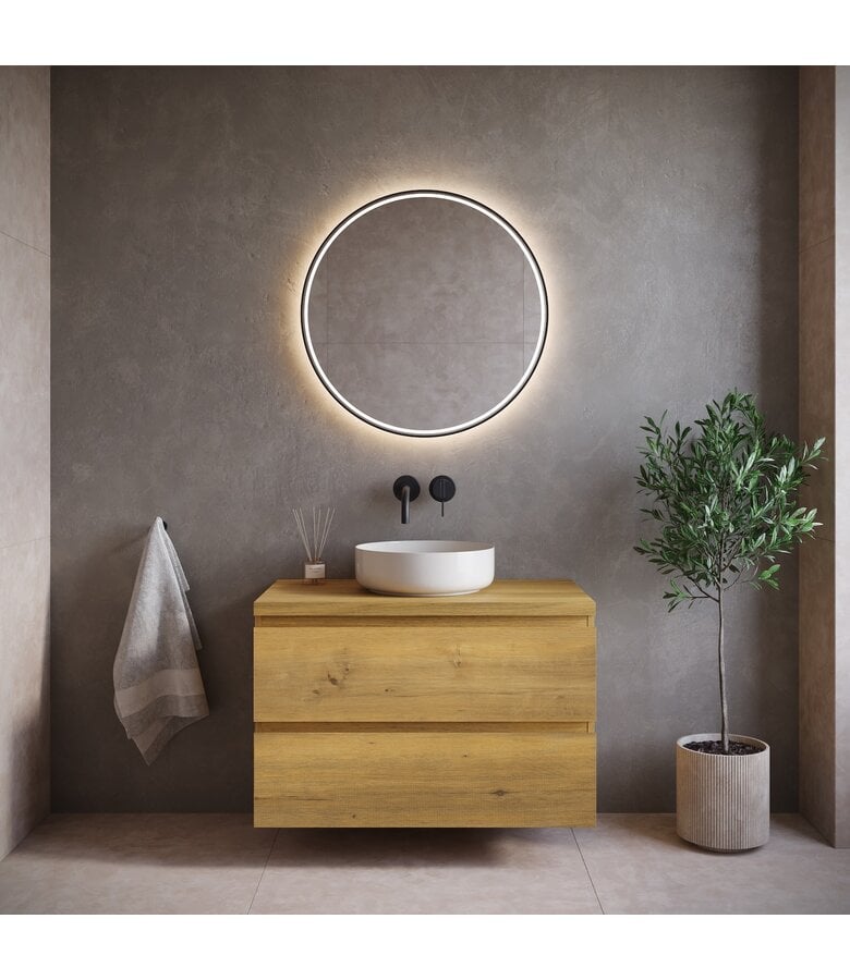 Badplaats Wastafelkast Angela 80 X 48 X 54 Cm - Eiken - Met Bovenblad