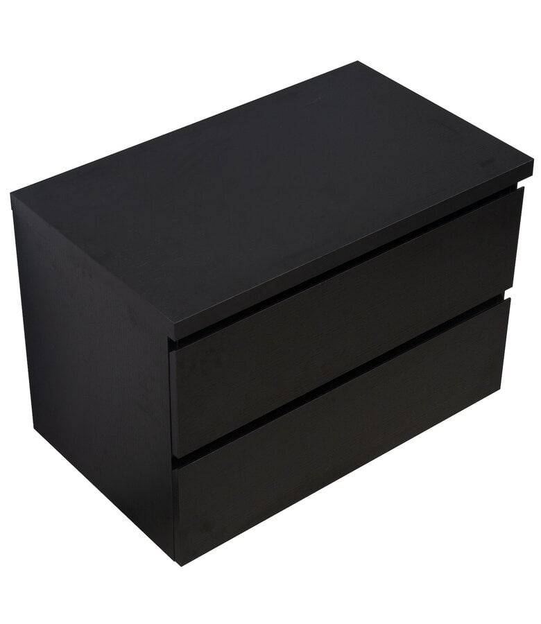 Badplaats Wastafelkast Angela 80 X 48 X 54 Cm - Zwart Houtnerf - Met Bovenblad