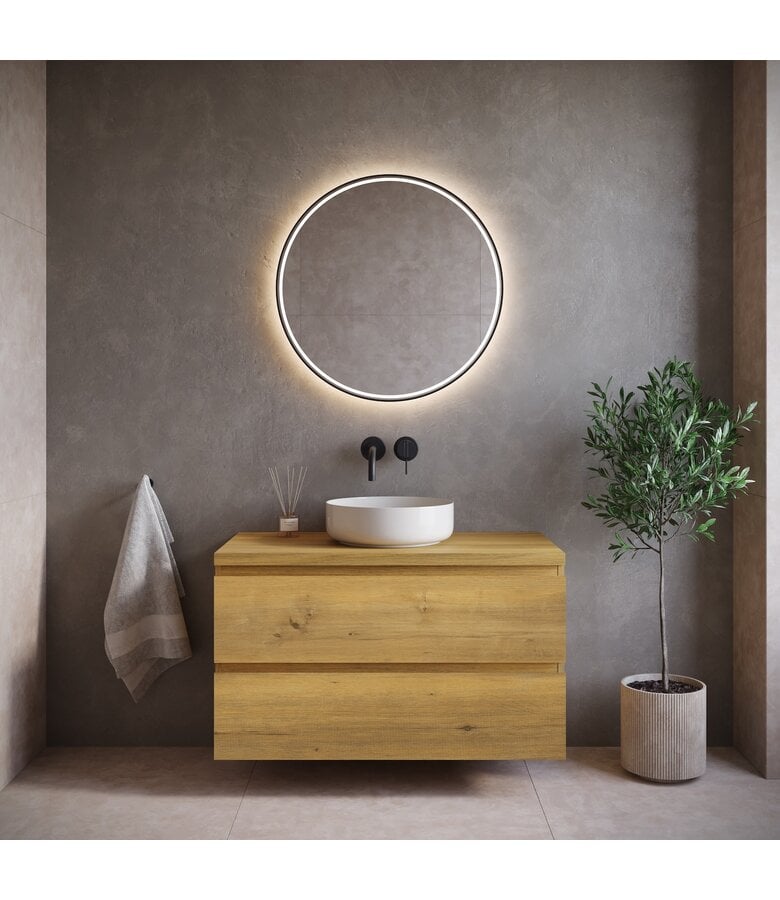 Badplaats Wastafelkast Angela 90 X 48 X 54 Cm - Eiken - Met Bovenblad