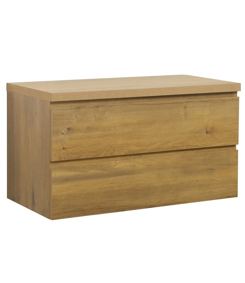 badplaats Wastafelkast Angela 90 x 48 x 54 cm - eiken - met bovenblad