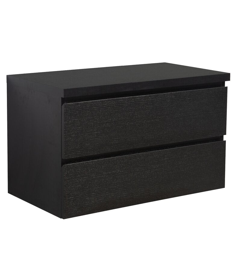 badplaats Wastafelkast Angela 90 x 48 x 54 cm - zwart houtnerf - met bovenblad