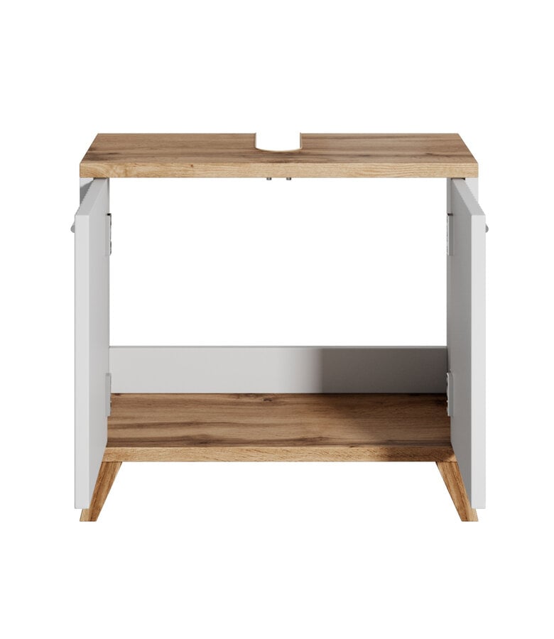 Badplaats Wastafelkast Colima 60 X 28 X 54 Cm - Wit Met Eiken