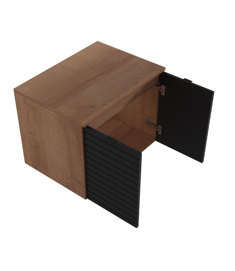 Badplaats Wastafelkast Dover 60 X 44 X 46 Cm - Eiken Met Mat Zwart