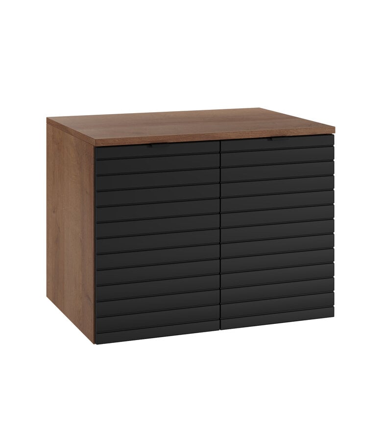 badplaats Wastafelkast Dover 60 x 44 x 46 cm - eiken met mat zwart