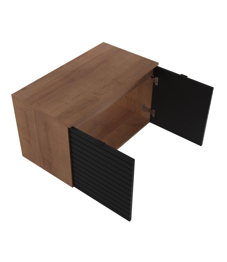 Badplaats Wastafelkast Dover 80 X 44 X 46 Cm - Eiken Met Mat Zwart