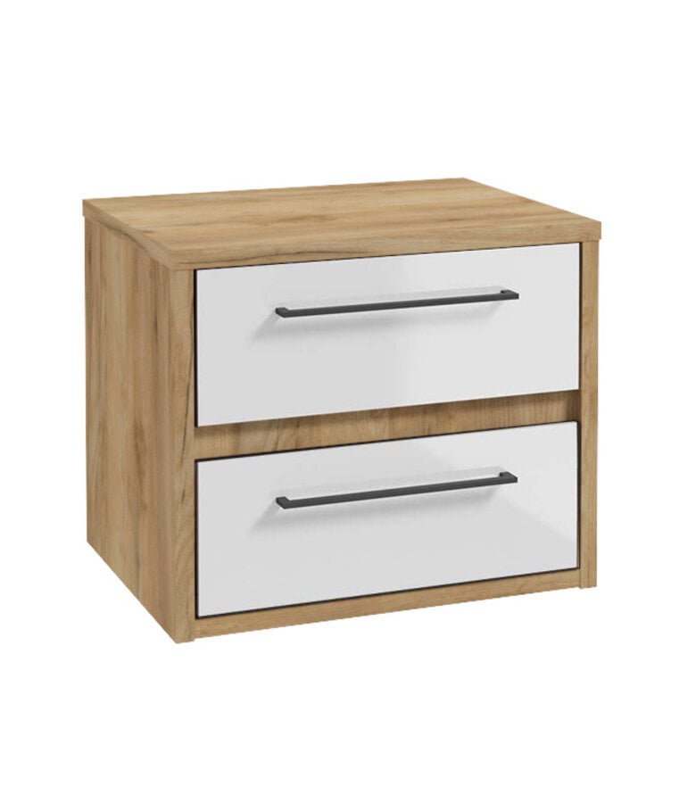 badplaats Wastafelkast Elano 60 x 45 x 50 cm - eiken met hoogglans wit - met bovenblad