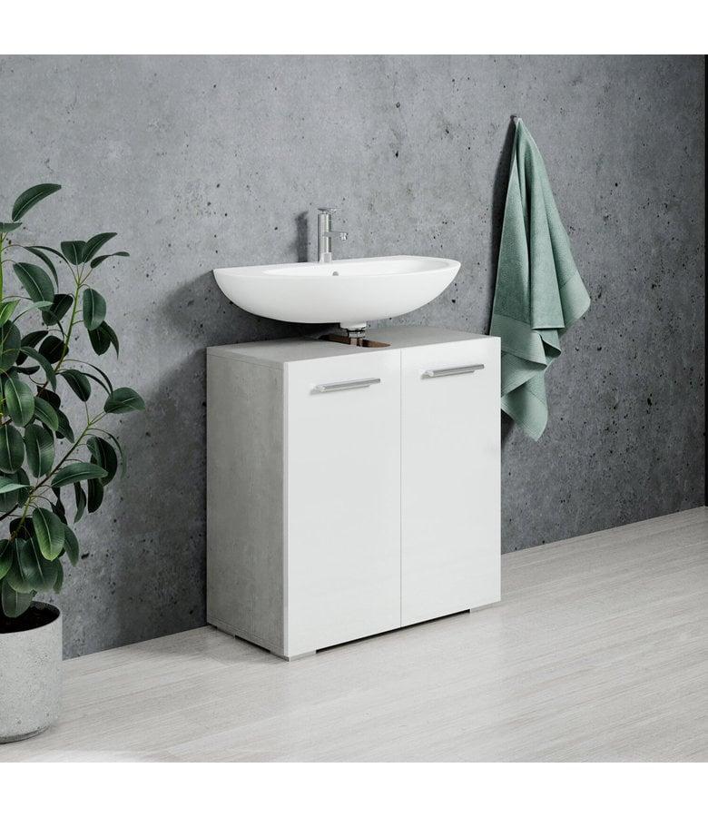 Badplaats Wastafelkast Jupiter 60 X 30 X 60 Cm - Beton Grijs Met Wit