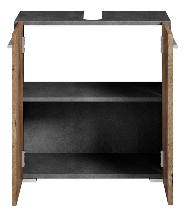 Badplaats Wastafelkast Jupiter 60 X 30 X 60 Cm - Donker Grijs Met Kastanje Eiken