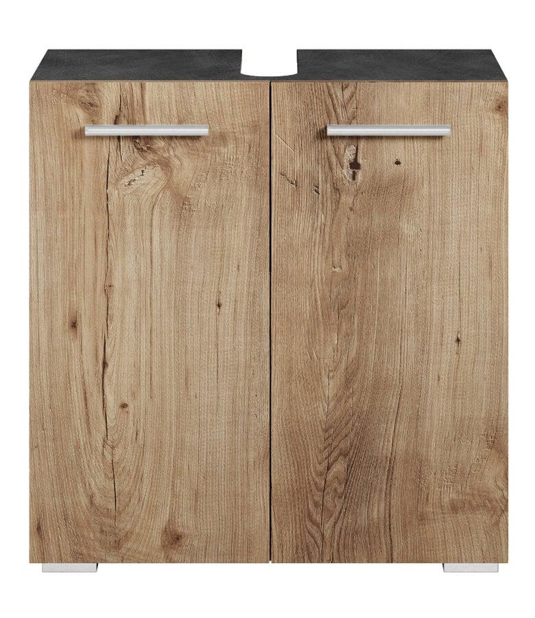 Badplaats Wastafelkast Jupiter 60 X 30 X 60 Cm - Donker Grijs Met Kastanje Eiken