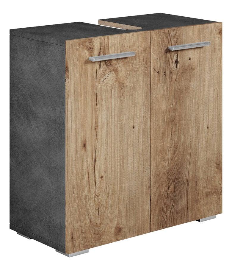 badplaats Wastafelkast Jupiter 60 x 30 x 60 cm - donker grijs met kastanje eiken