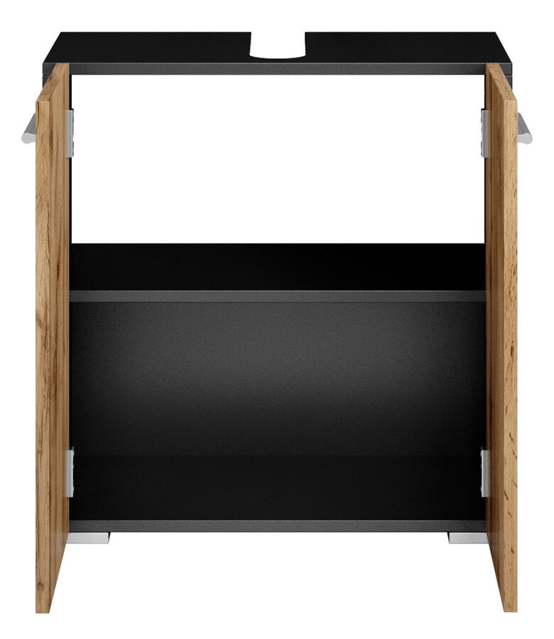 Badplaats Wastafelkast Jupiter 60 X 30 X 60 Cm - Mat Zwart Met Eiken