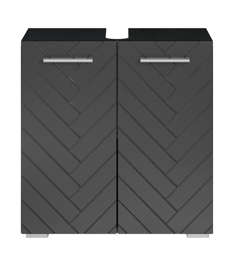 Badplaats Wastafelkast Jupiter 60 X 30 X 60 Cm - Mat Zwart - Visgraat