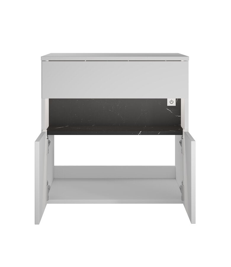 Badplaats Wastafelkast Lissabon 60 X 44 X 60 - Mat Wit - Met LED Verlichting