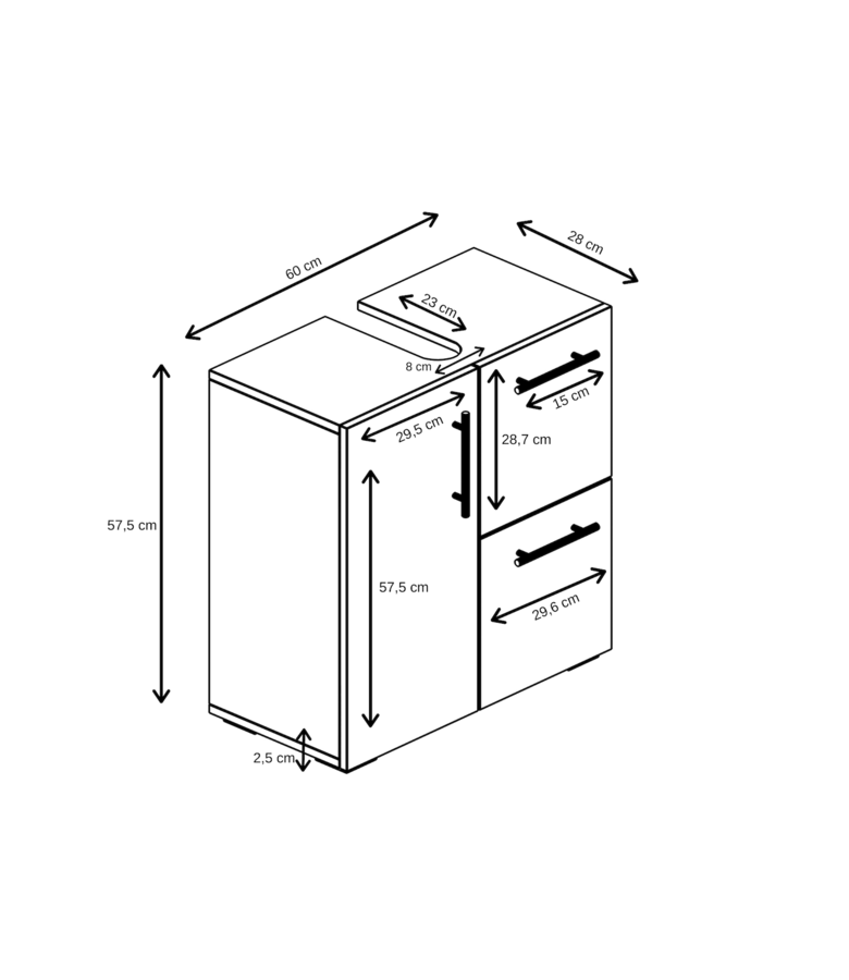 Badplaats Wastafelkast Mars 60 X 30 X 60 Cm - Donker Grijs