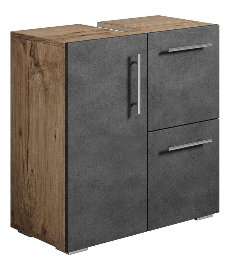 badplaats Wastafelkast Mars 60 x 30 x 60 cm - kastanje eiken met donker grijs