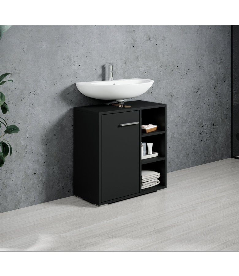 Badplaats Wastafelkast Neptunus 60 X 28 X 60 Cm - Mat Zwart