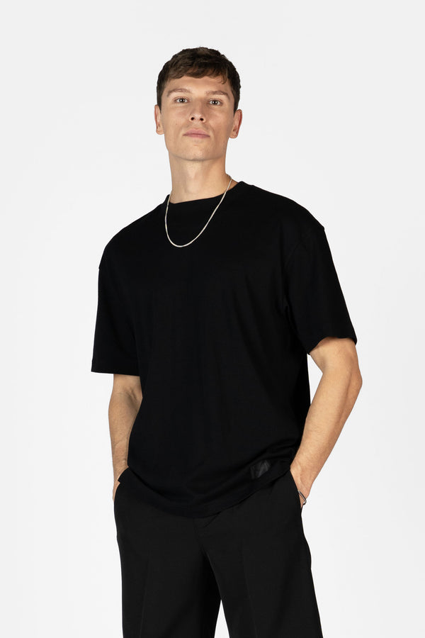 Balr. BALRXI Box Fit Silk Blend T-Shirt Jet Black