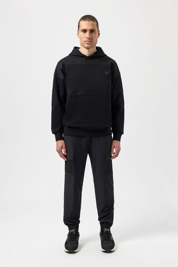 Balr. Hexline Box Fit Hoodie Jet Black