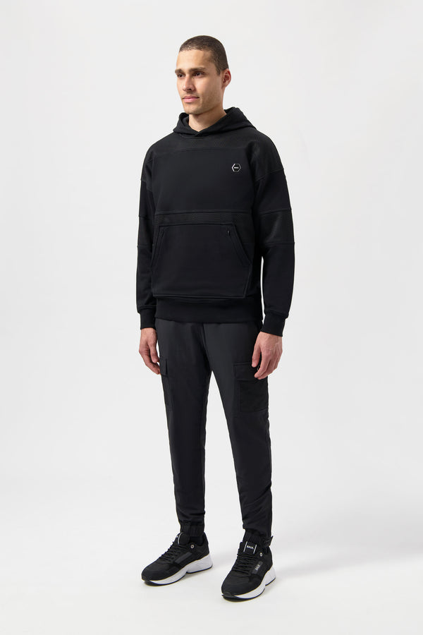 Balr. Hexline Box Fit Hoodie Jet Black