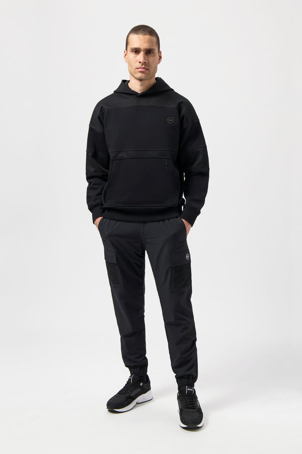 Balr. Hexline Box Fit Hoodie Jet Black