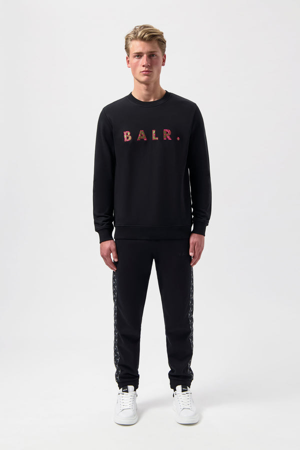 Balr. BALR. Monogram Embro Regular Fit Crewneck Jet Black/Tibetian Red