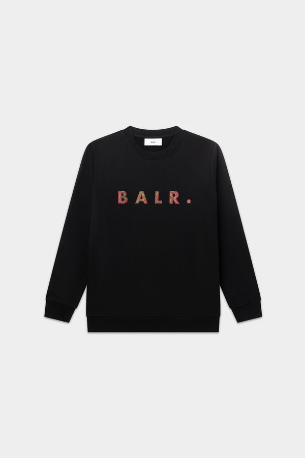 balr. BALR. Monogram Embro Regular Fit Crewneck Jet Black/Tibetian Red