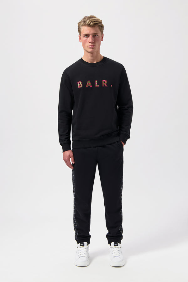 Balr. BALR. Monogram Embro Regular Fit Crewneck Jet Black/Tibetian Red