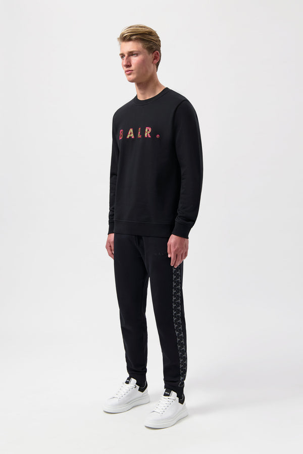Balr. BALR. Monogram Embro Regular Fit Crewneck Jet Black/Tibetian Red