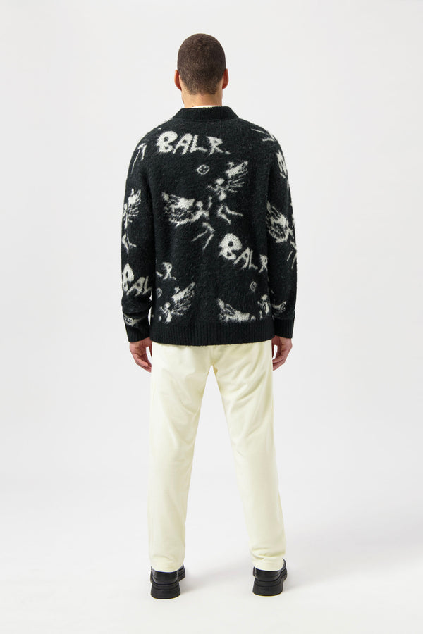 Balr. Game Of The Gods Box Fit Brushed Cardigan Jet Black