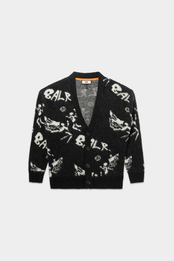 balr. Game of the Gods Box Fit Brushed Cardigan Jet Black