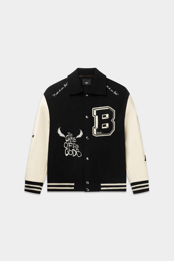 balr. Game of the Gods Graffiti Box Fit Varsity jack Jet Black