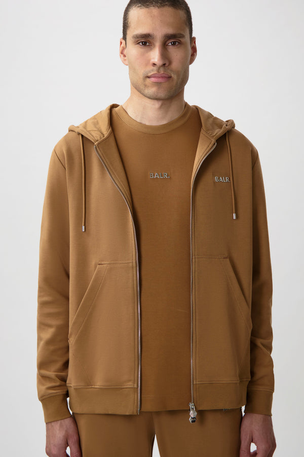 Balr. Q-Series Regular Fit Zip Through Hoodie Toasted Coconut