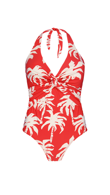 barts Norri Halter Shaping One Piece Halter shaping badpak met palm dessin