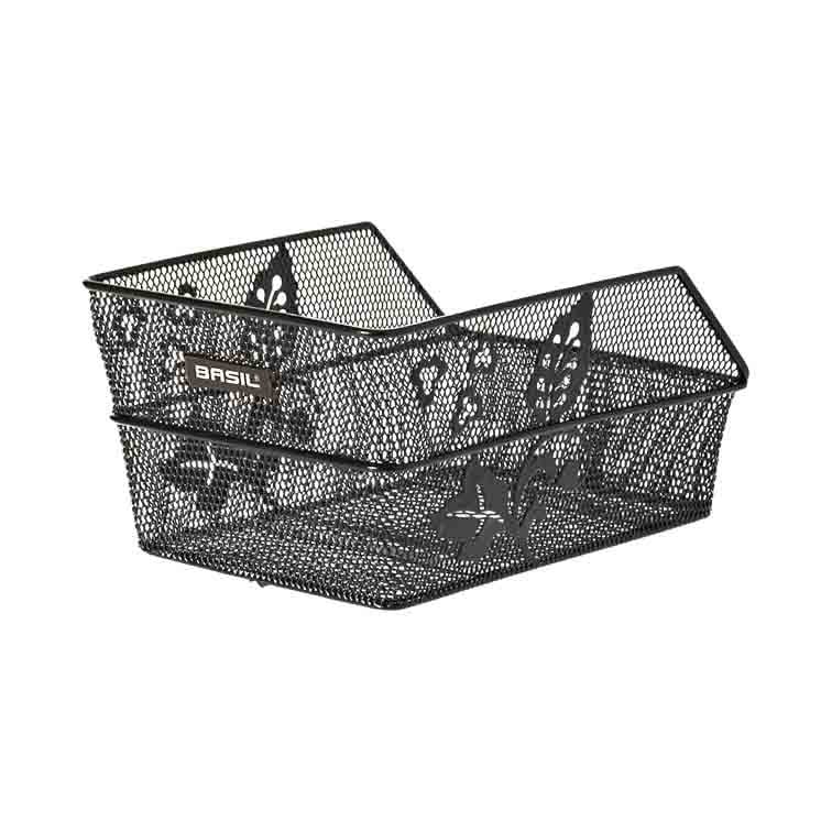 basil Basil Cento Flower S - fietsmand - achterop - zwart