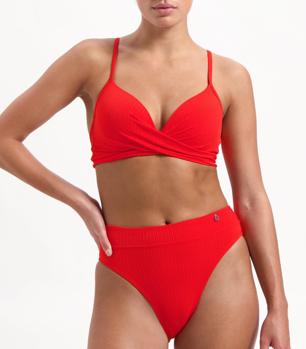 beachlife Fiery Red high waist bikinibroekje