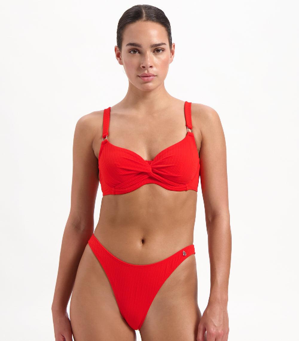 beachlife Fiery Red shaping bikinitop
