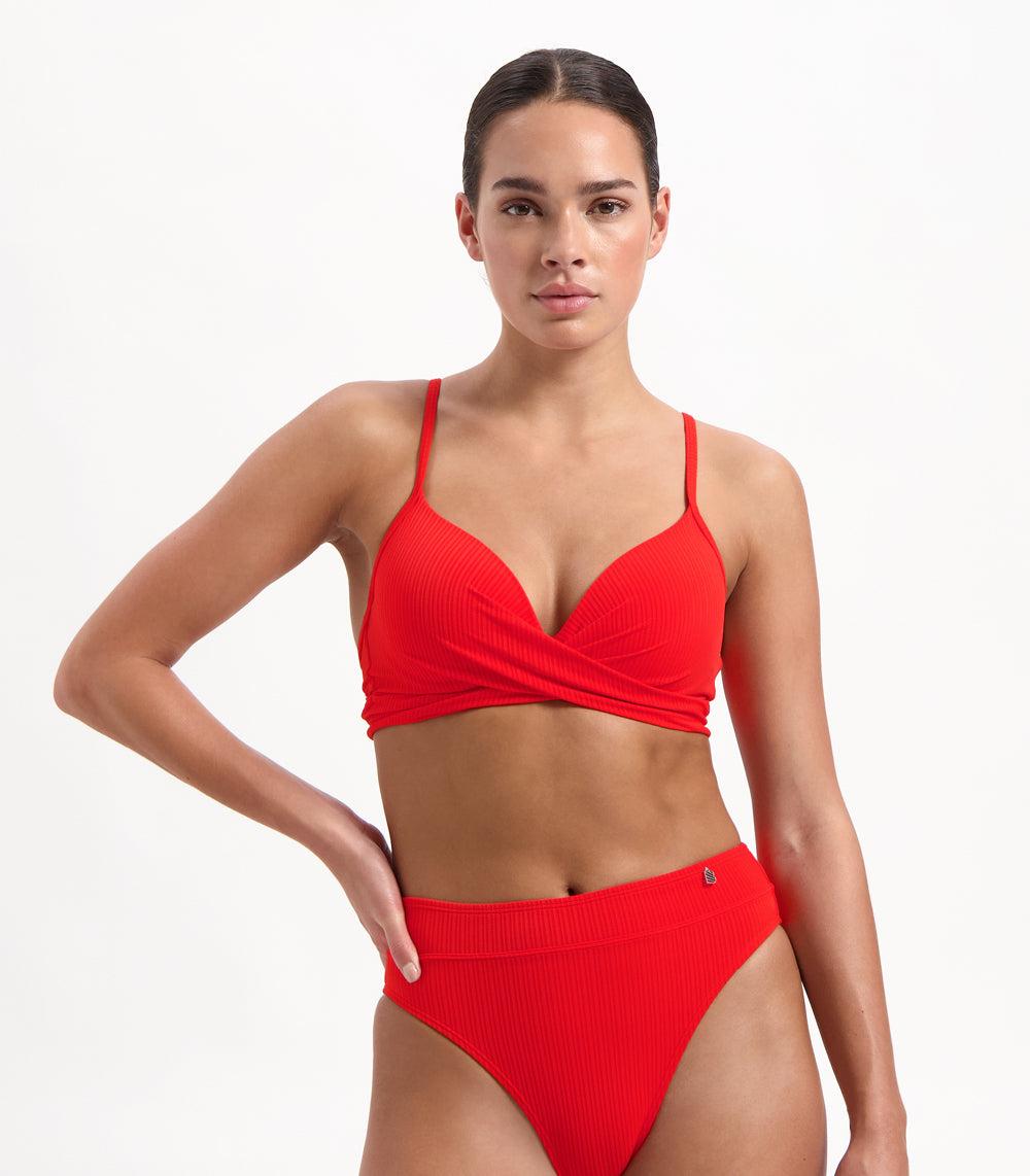 beachlife Fiery Red twist bikinitop