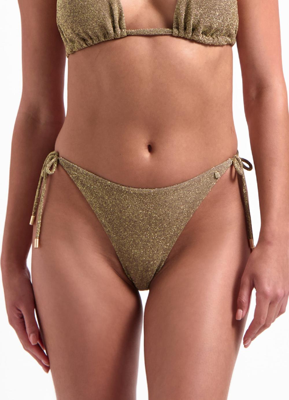 beachlife Gold Glitter strik bikinibroekje