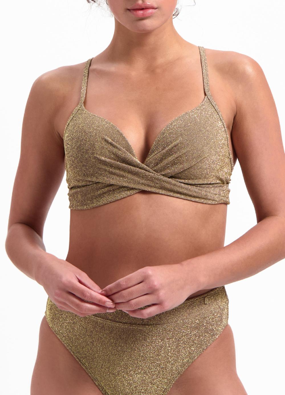 Beachlife Gold Glitter Twist Bikinitop