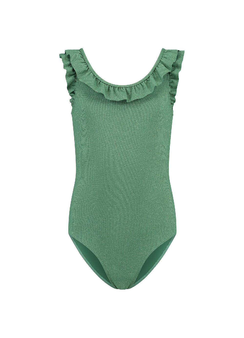 beachlife Green Shimmer meisjes ruffle badpak
