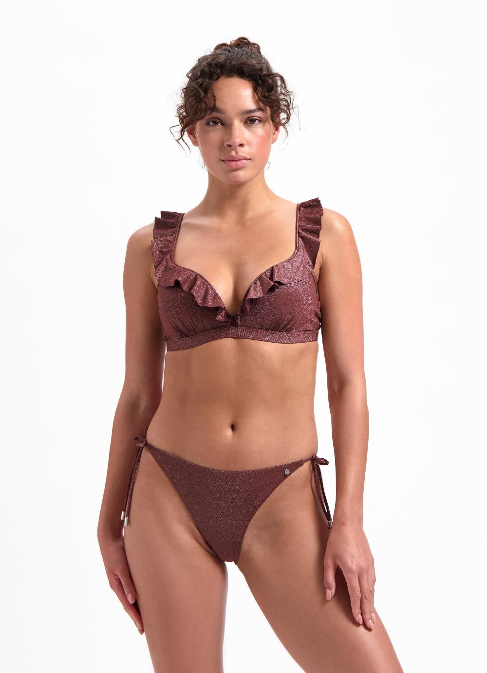 beachlife Raisin Glitter ruffle bikinitop