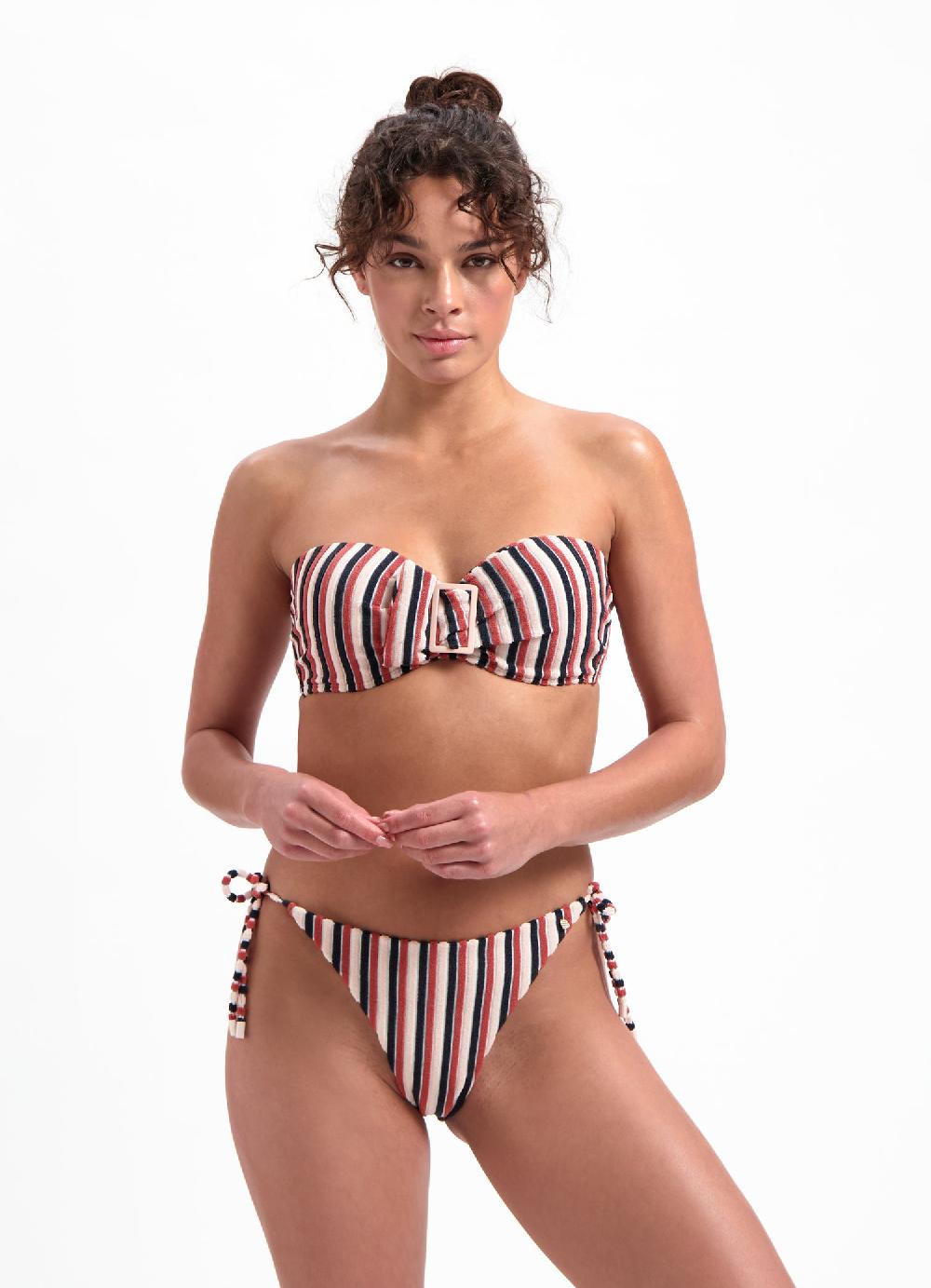 beachlife Teddy Stripe bandeau bikinitop