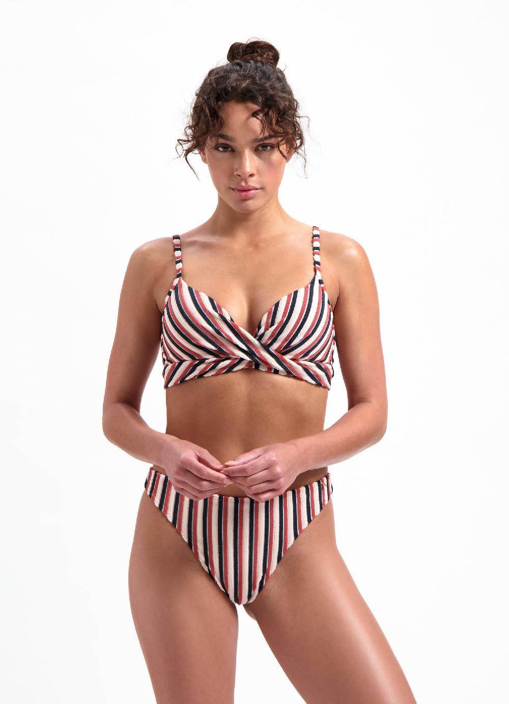 beachlife Teddy Stripe twist bikinitop
