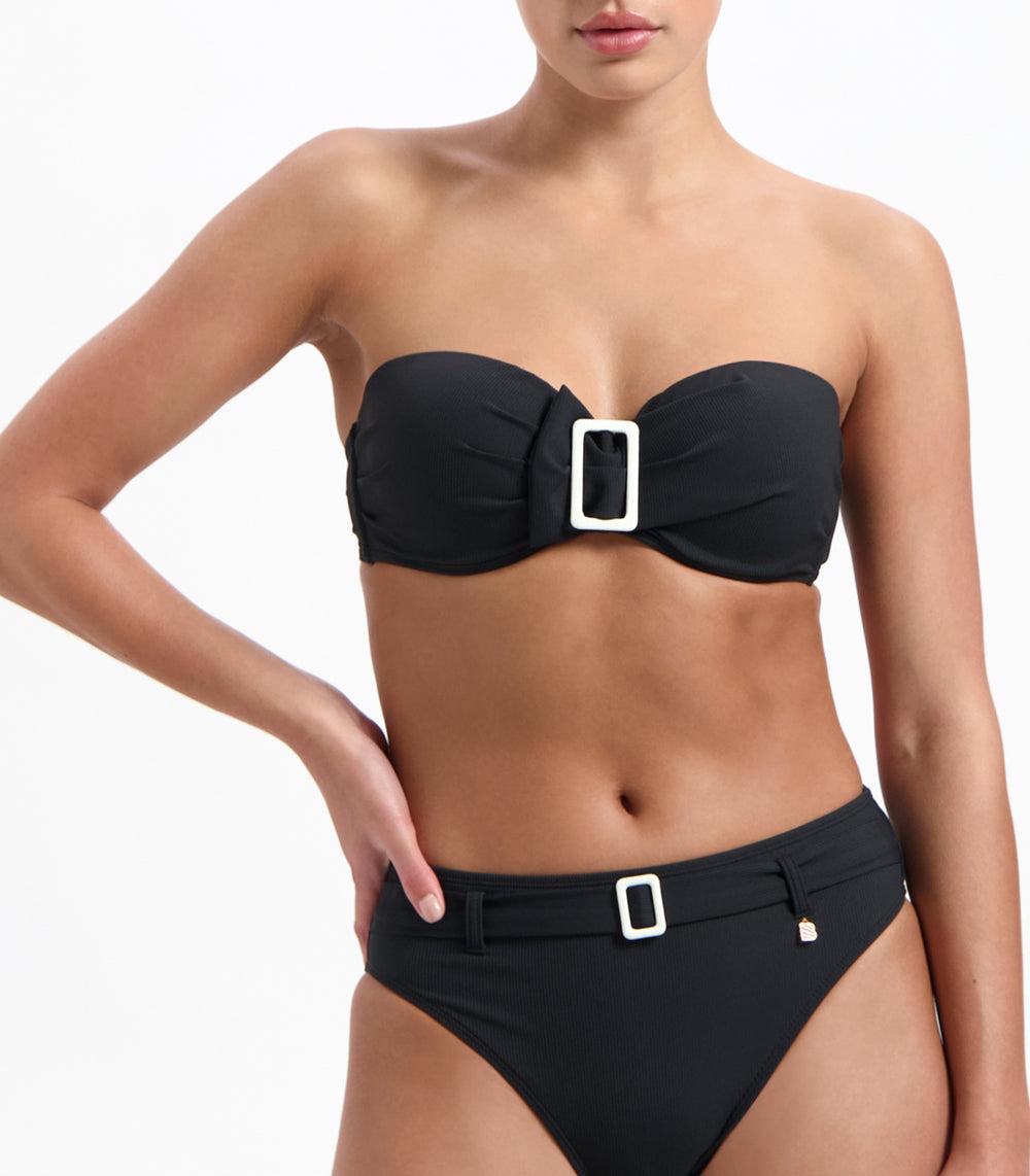 Beachlife Vanilla And Black Bandeau Bikinitop
