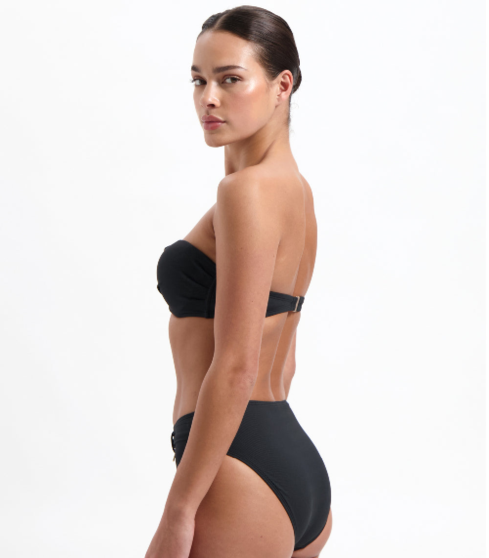 Beachlife Vanilla And Black Bandeau Bikinitop